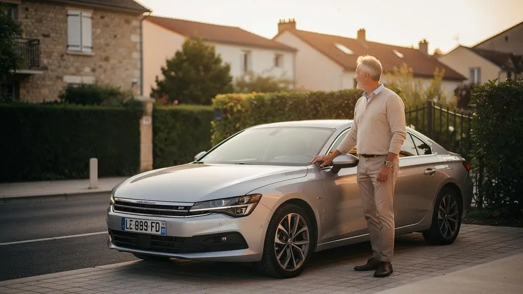 Automobiliste reflechissant a son choix entre assurance tous risques et au tiers apres avoir atteint le bonus maximal