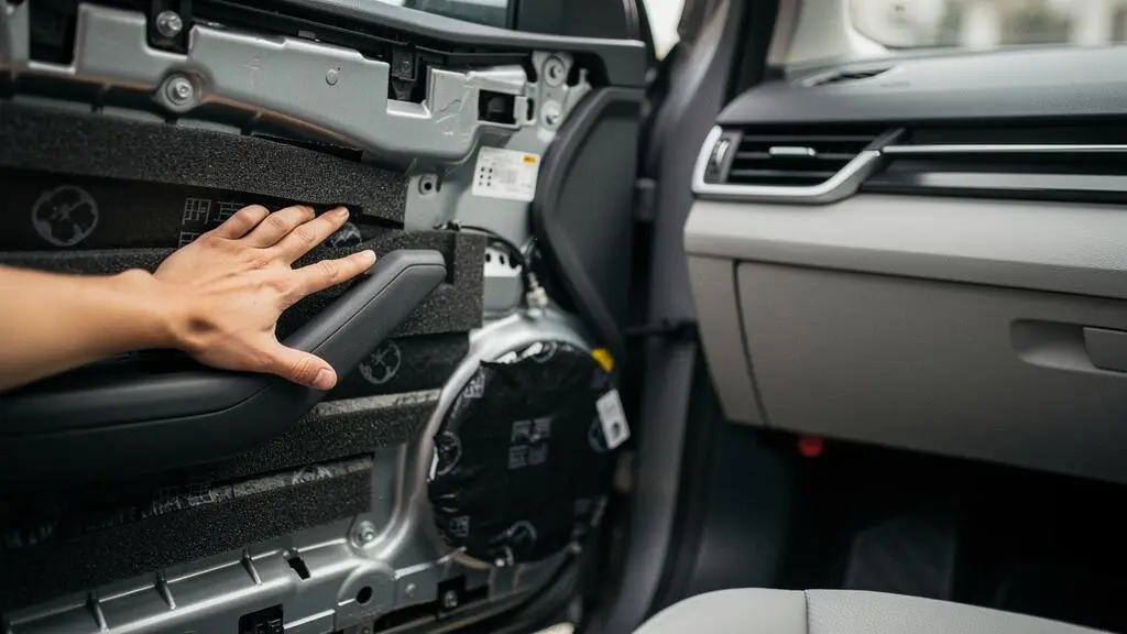 Interieur d'une voiture silencieux et cosy, illustrant le confort acoustique retrouve grace a l'insonorisation